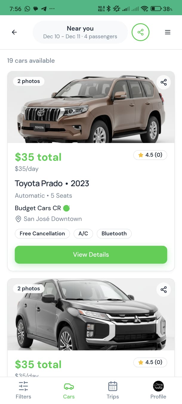 PuraRide.com product screen